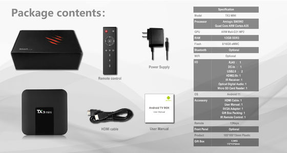 Android 11 TX3 Mini Plus OTT  Set Üstü Kutu Amlogic S905W 4K Dört Çekirdekli