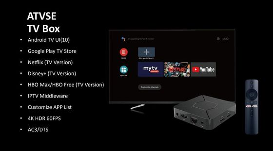 Güvenilir Ağ Dört Çekirdekli 4K ATV Oynatıcılı 3D 4K OTT Akıllı Kutu Google Tv Kutusu