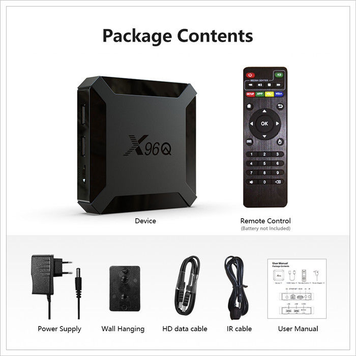 X96Q Smart Allwinner OTT Android TV Kutusu H313 Dört Çekirdekli 2GB 16GB Ses Kontrolü
