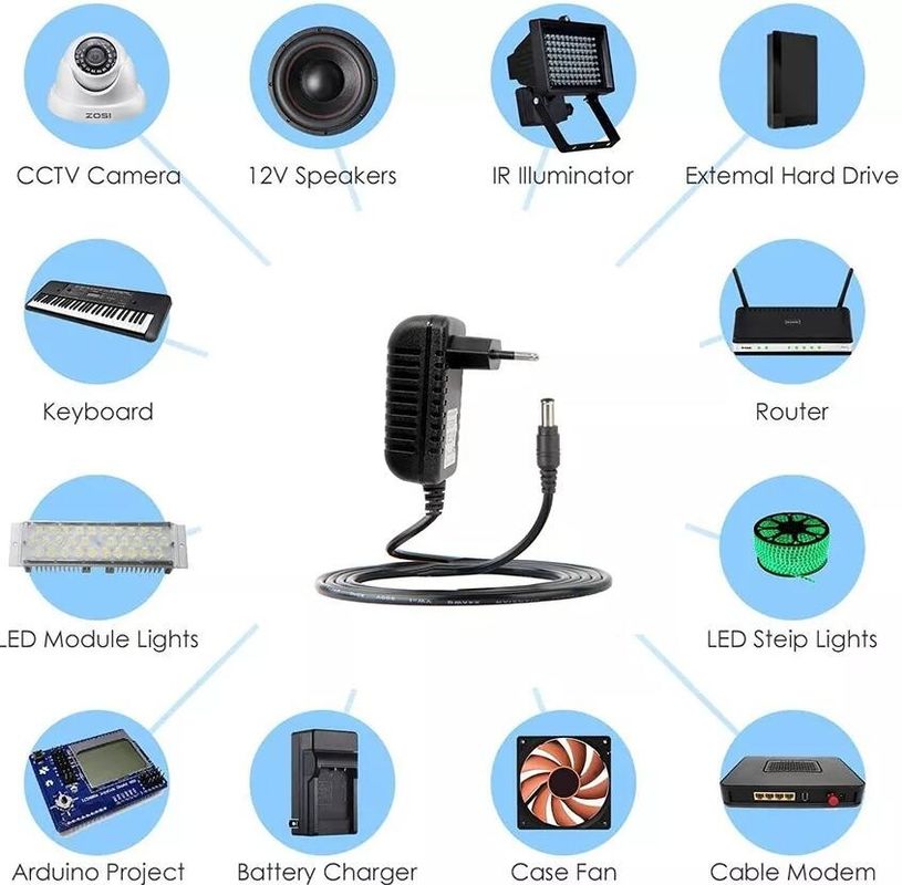 12V AB Fişi Düzenlenmiş AC DC Adaptörü 100V-240V Dönüştürücü 1A 1000mA Güç Kaynağı