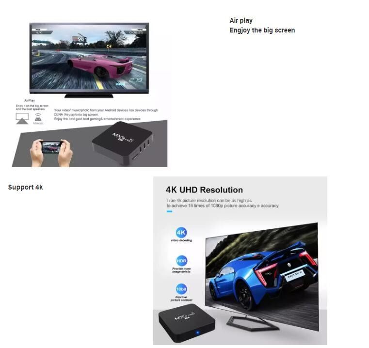 HD Ücretsiz Hava  OTT TV Kutusu MXQ PRO 4K 4 Çekirdek 64bit Android 7.1 H.265