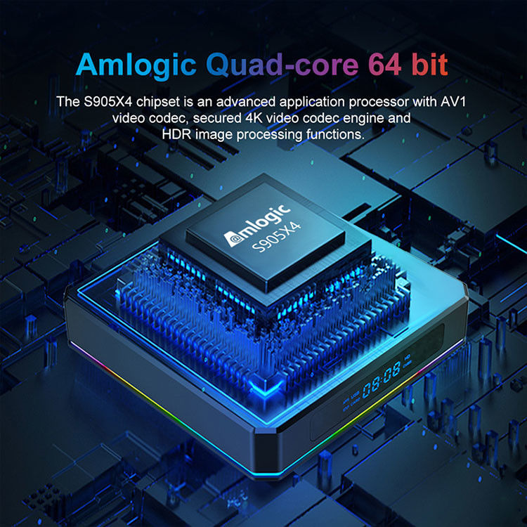 ARM Cortex A55 OTT Amlogic Android Tv Kutusu S905x4 Dört Çekirdekli Medya Oynatıcı